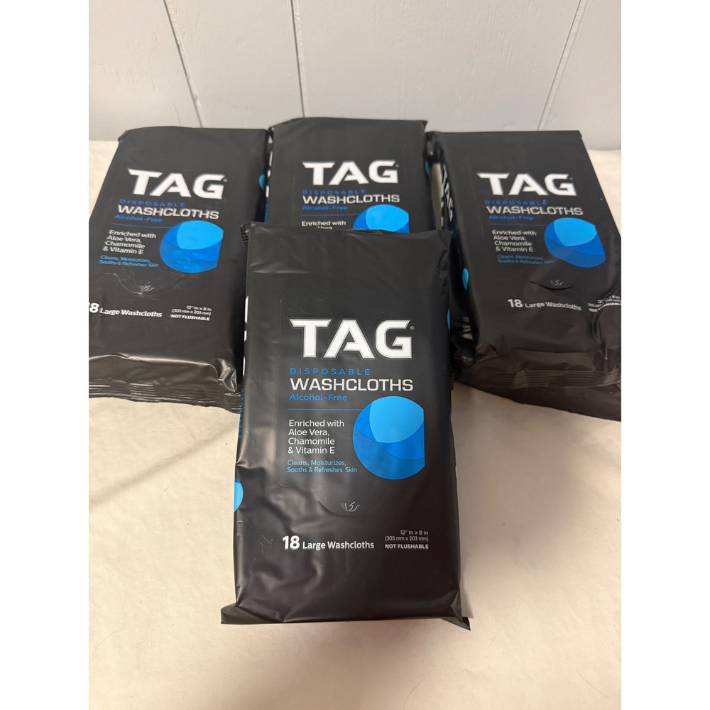 TAG Disposable Washcloths 7 Pack (18ct each) 12x8 Alcohol Free Aloe Vitamin E